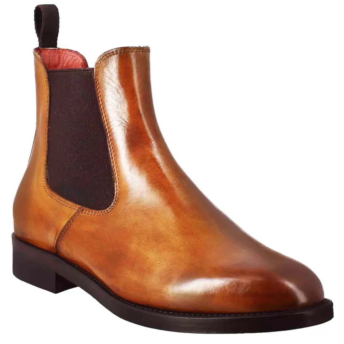 Sale Leonardo Shoes Stivaletto Chelsea Da Donna Liscio In Pelle Colore Marrone Chiaro