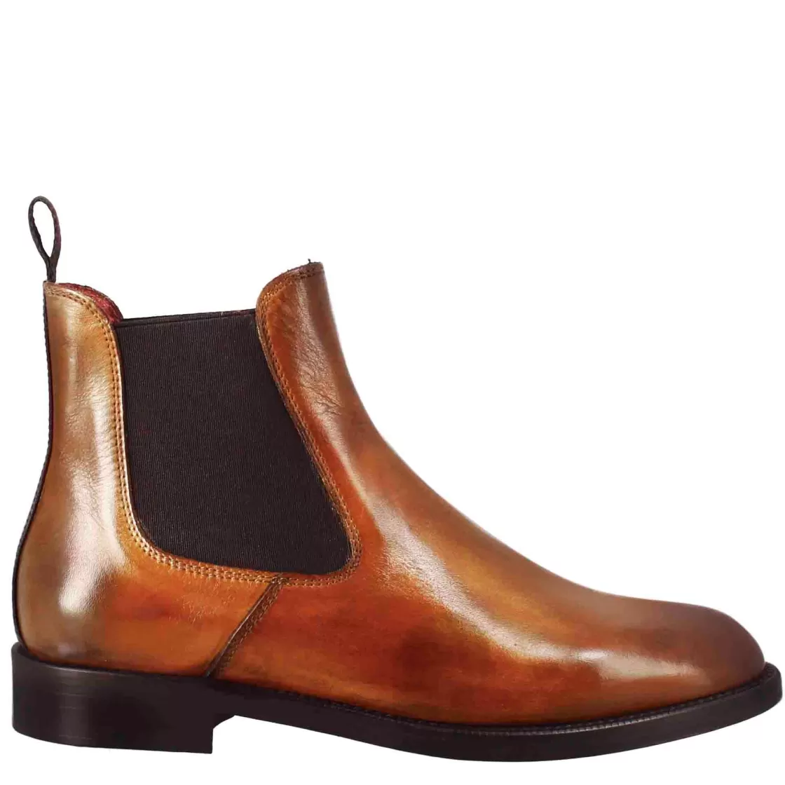 Sale Leonardo Shoes Stivaletto Chelsea Da Donna Liscio In Pelle Colore Marrone Chiaro