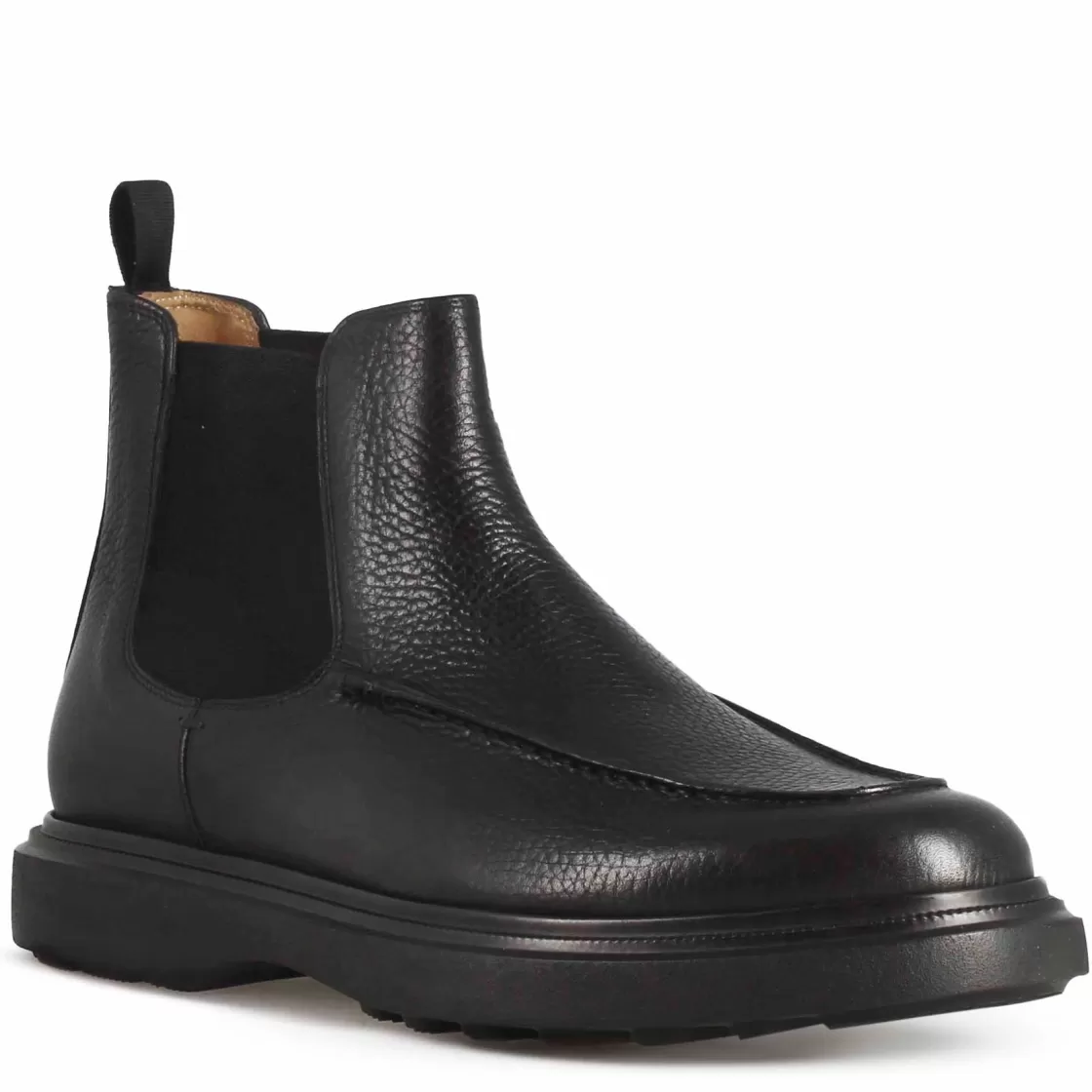 Online Leonardo Shoes Stivaletto Chelsea Da Uomo In Pelle Martellata Nera E Suola In Gomma Vibram Nero