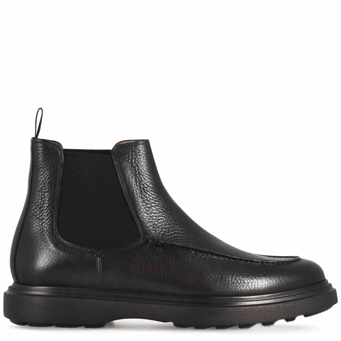 Online Leonardo Shoes Stivaletto Chelsea Da Uomo In Pelle Martellata Nera E Suola In Gomma Vibram Nero