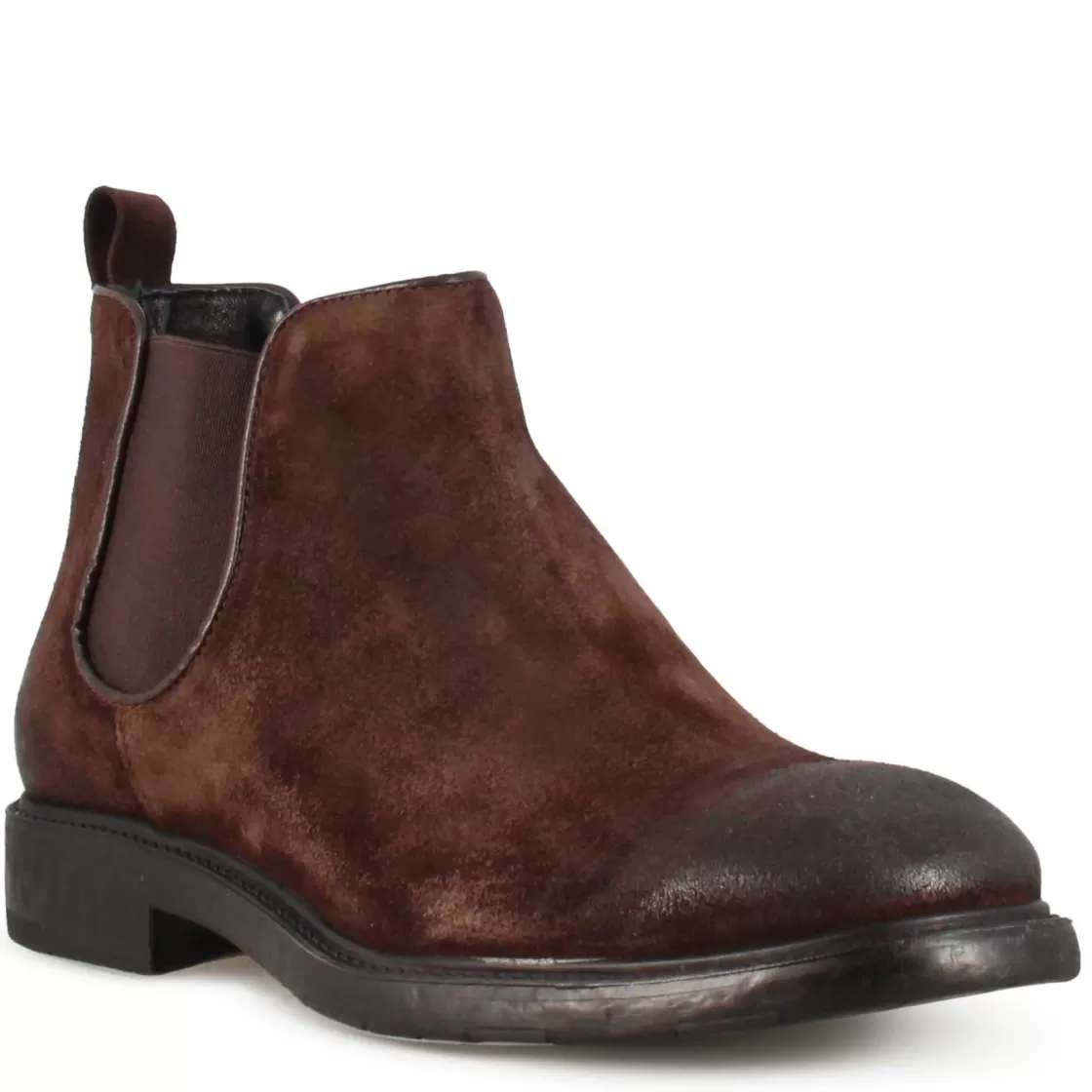 Discount Leonardo Shoes Stivaletto Chelsea Da Uomo In Vera Pelle Scamosciata Colore Con Elastico Marrone Scuro