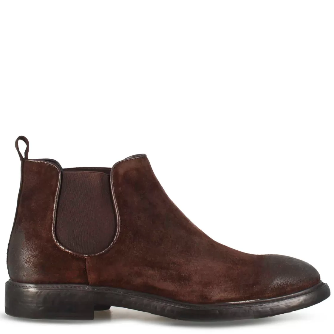 Discount Leonardo Shoes Stivaletto Chelsea Da Uomo In Vera Pelle Scamosciata Colore Con Elastico Marrone Scuro