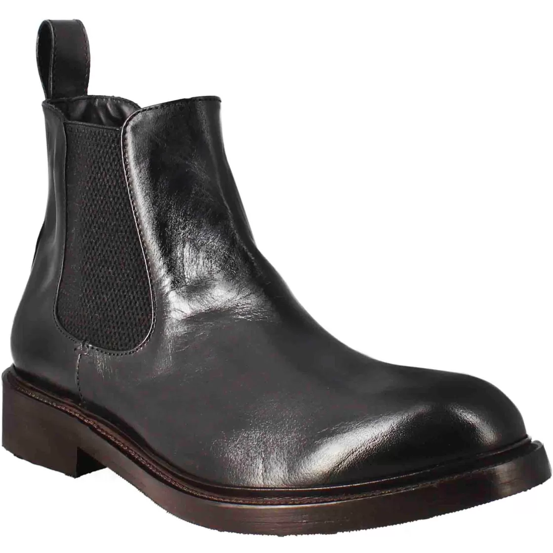 Clearance Leonardo Shoes Stivaletto Chelsea Diver Da Uomo In Pelle Lavata Colore Nero