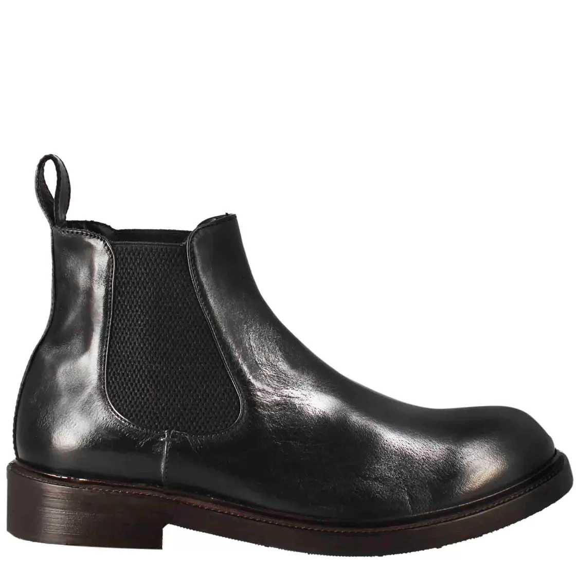 Clearance Leonardo Shoes Stivaletto Chelsea Diver Da Uomo In Pelle Lavata Colore Nero