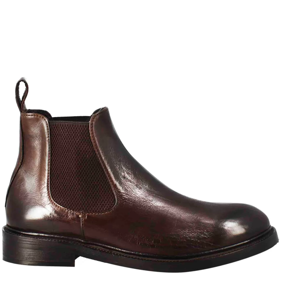 Cheap Leonardo Shoes Stivaletto Chelsea Diver Da Uomo In Pelle Lavata Testa Di Moro Marrone