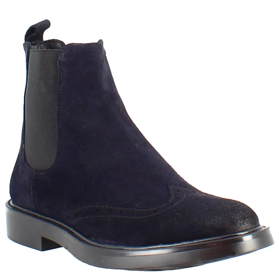 Best Leonardo Shoes Stivaletto Chelsea In Pelle Scamosciata Colore Con Fondo Gomma Blu