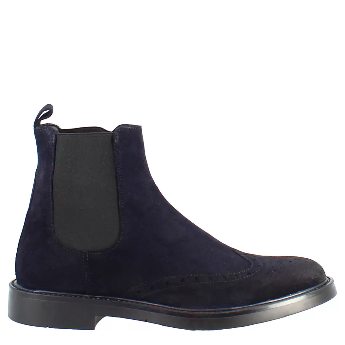 Best Leonardo Shoes Stivaletto Chelsea In Pelle Scamosciata Colore Con Fondo Gomma Blu