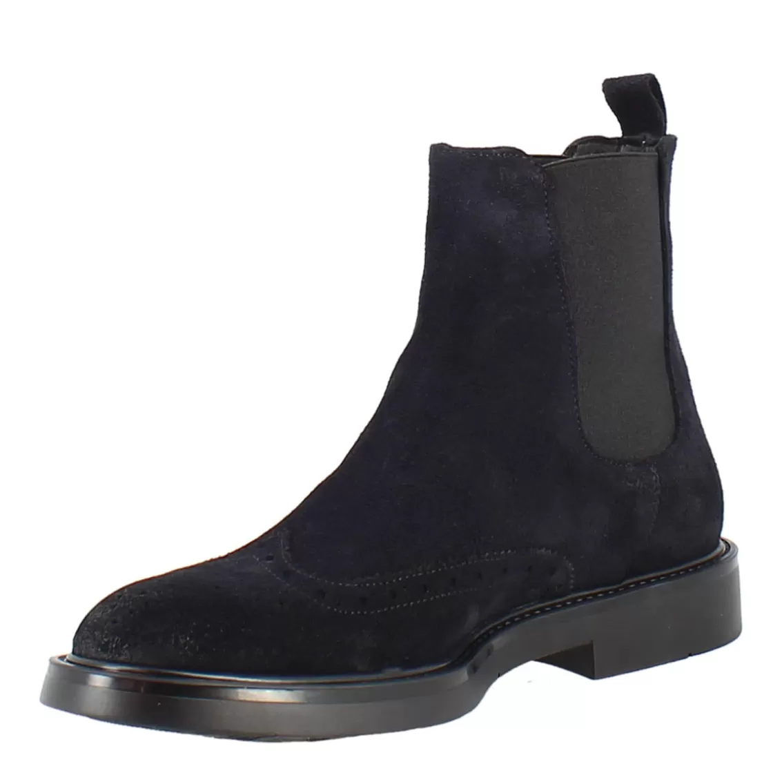 Best Leonardo Shoes Stivaletto Chelsea In Pelle Scamosciata Colore Con Fondo Gomma Blu