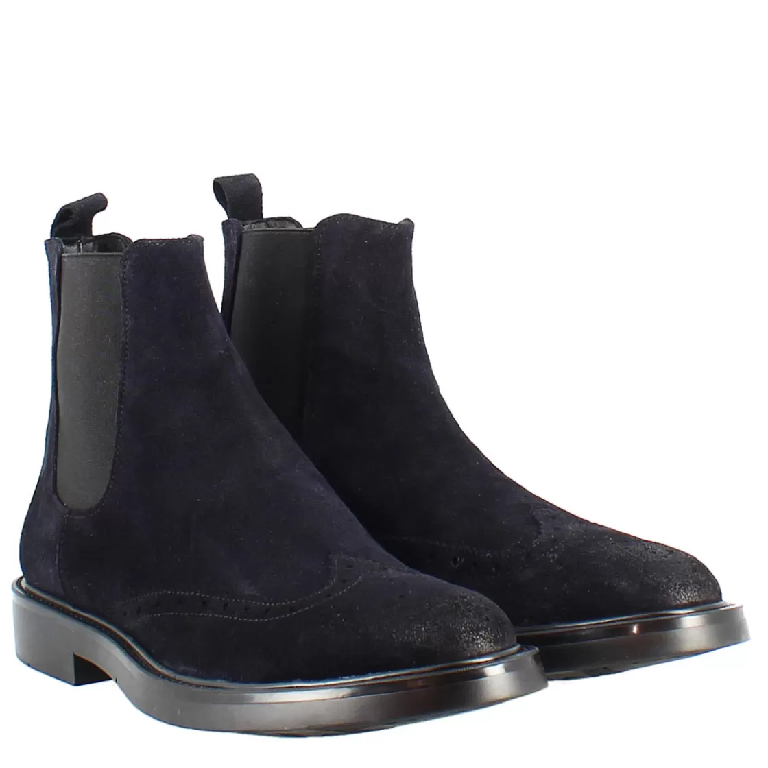 Best Leonardo Shoes Stivaletto Chelsea In Pelle Scamosciata Colore Con Fondo Gomma Blu