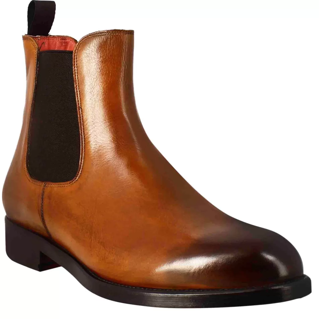 Best Sale Leonardo Shoes Stivaletto Chelsea Liscio Da Uomo In Pelle Colore Chiaro Con Elastico Marrone