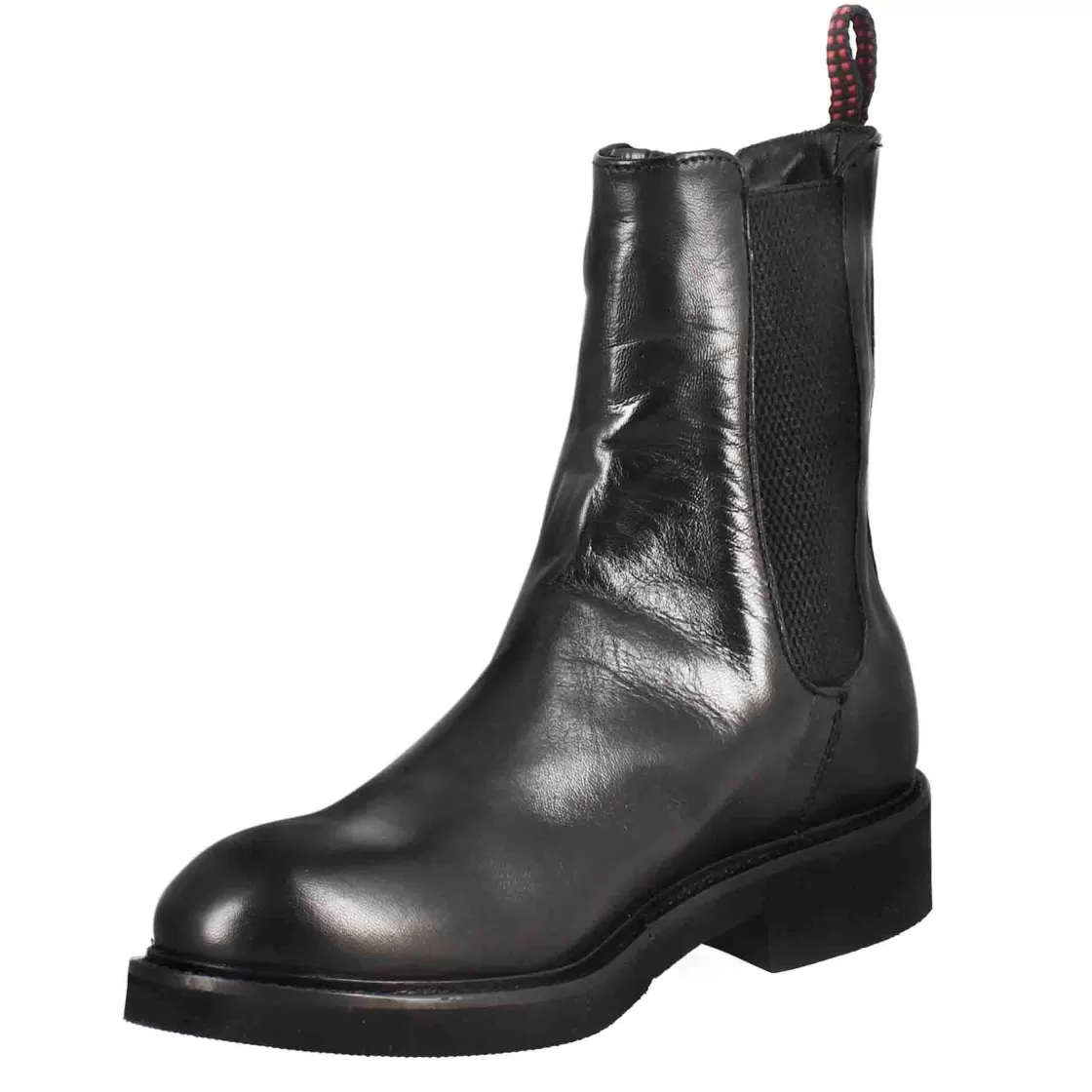 Sale Leonardo Shoes Stivaletto Chelsea Paupa Da Donna In Pelle Lavata Colore Nero