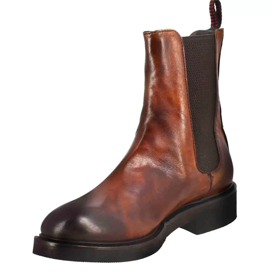 Cheap Leonardo Shoes Stivaletto Chelsea Paupa Da Donna In Pelle Lavata Cuoio Scuro Marrone