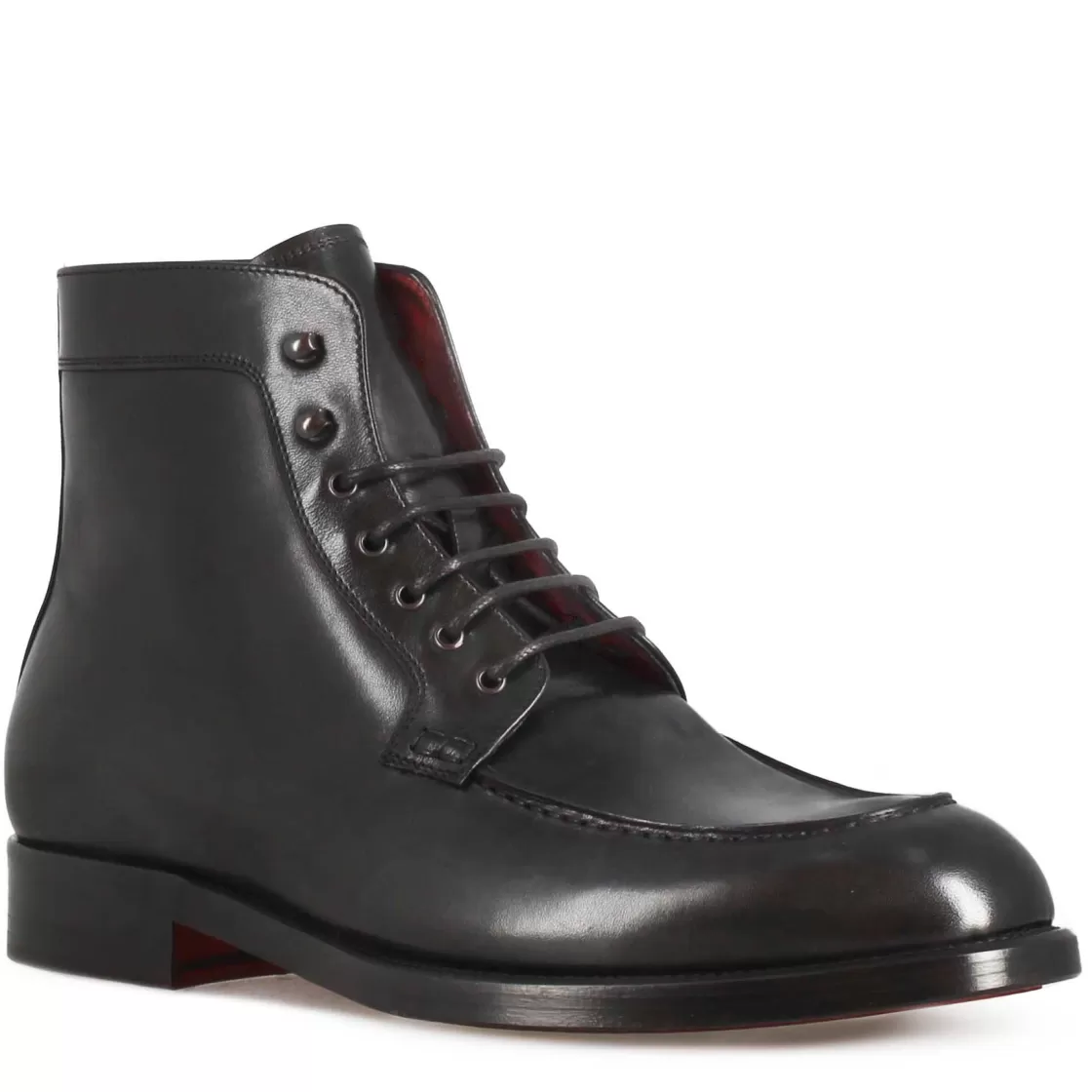 Cheap Leonardo Shoes Stivaletto Con Allacciatura Alla Caviglia Da Uomo In Pelle Liscia Colore Nero