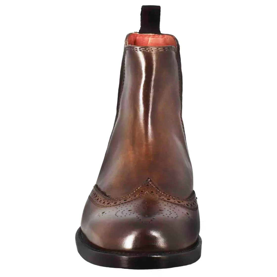 Clearance Leonardo Shoes Stivaletto Da Donna Chelsea Con Dettagli Brogue In Pelle Scuro Marrone
