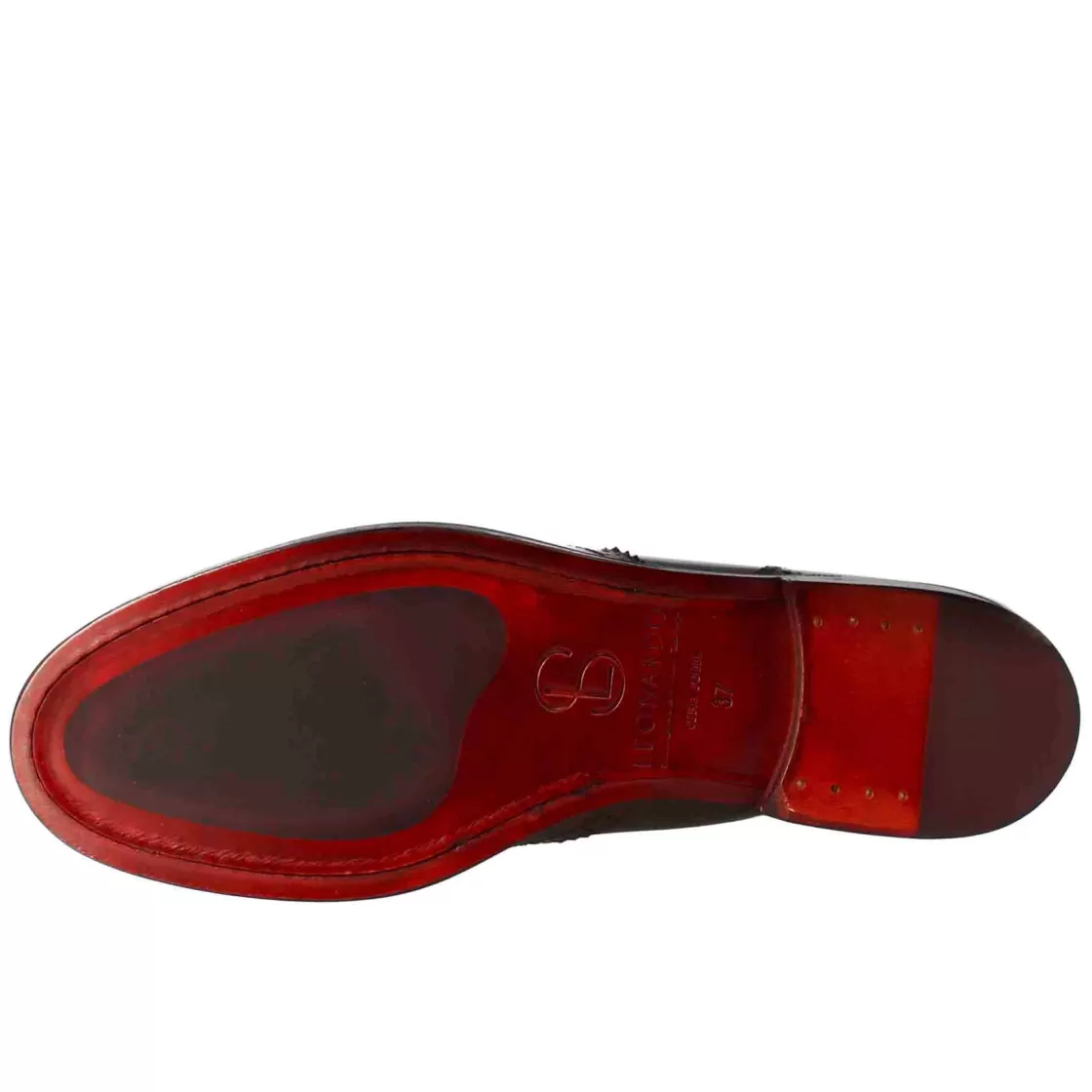 Clearance Leonardo Shoes Stivaletto Da Donna Chelsea Con Dettagli Brogue In Pelle Scuro Marrone