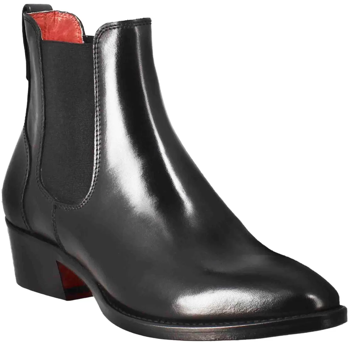 Best Sale Leonardo Shoes Stivaletto Da Donna Chelsea Liscio Con Tacco Medio In Pelle Colore Nero