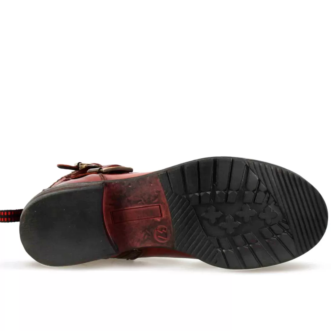 Sale Leonardo Shoes Stivaletto Da Donna Con Doppia Fibbia In Vera Pelle Colore Rosso