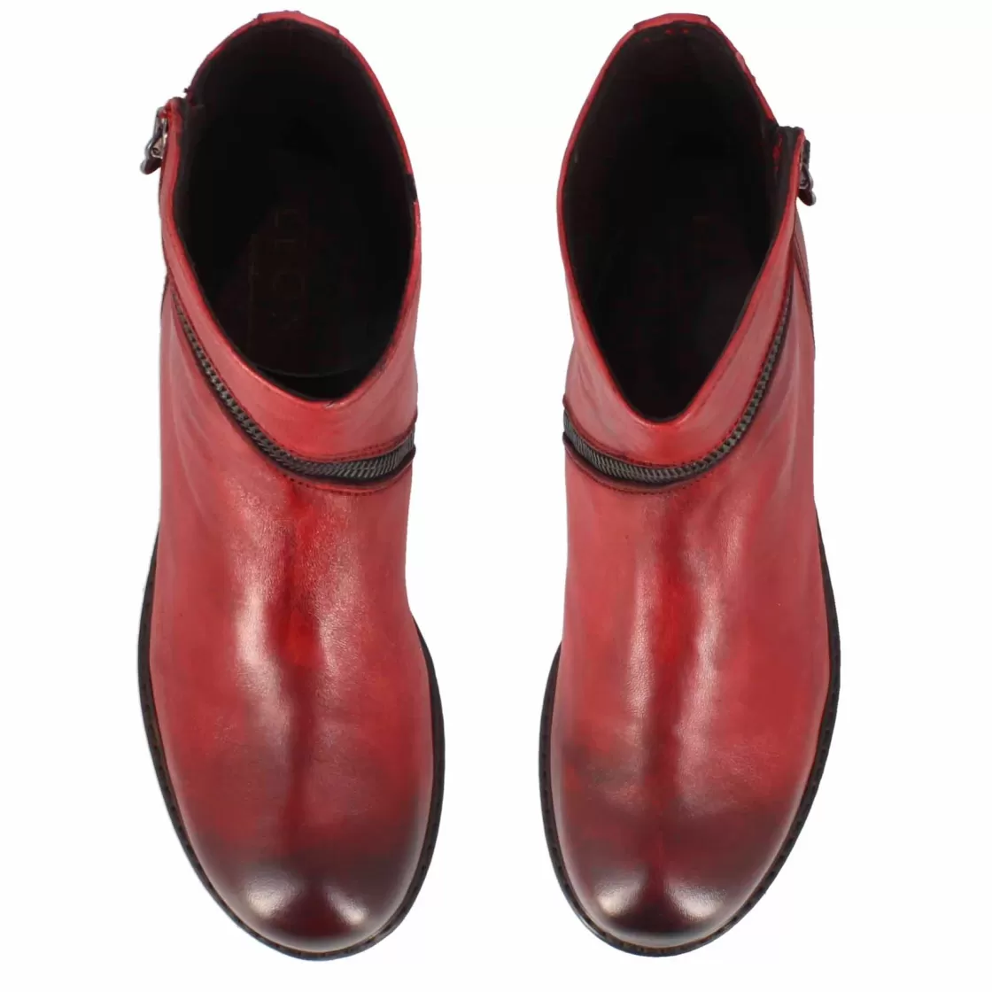 Sale Leonardo Shoes Stivaletto Da Donna In Pelle Colore Con Cerniera Asimmetrica Rosso