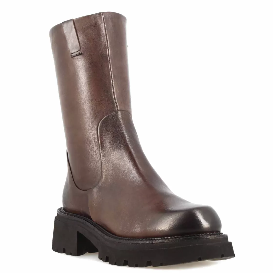Sale Leonardo Shoes Stivaletto Da Donna In Vera Pelle Colore Marrone Scuro