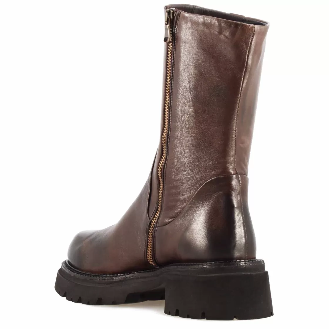 Sale Leonardo Shoes Stivaletto Da Donna In Vera Pelle Colore Marrone Scuro