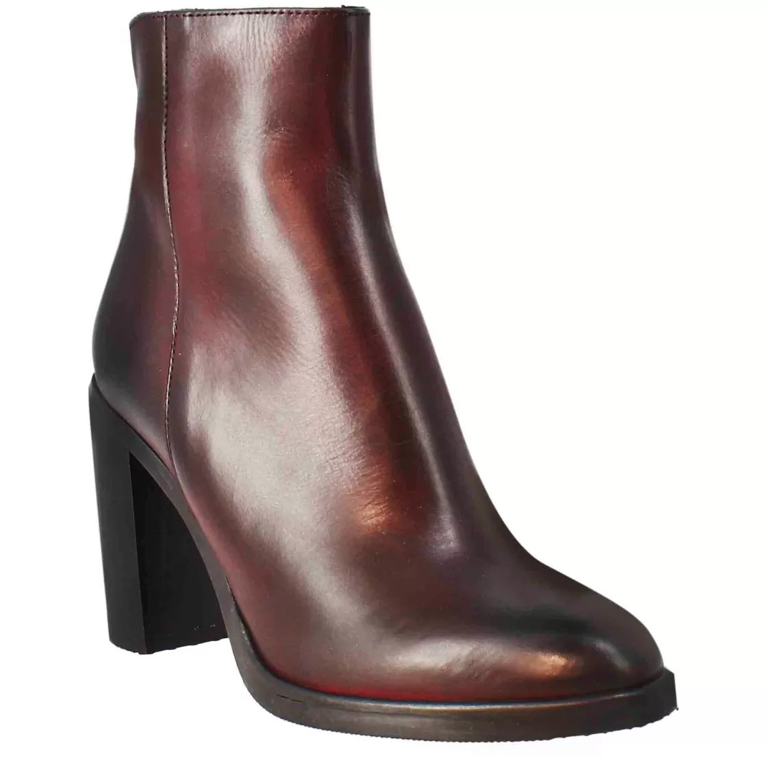 Sale Leonardo Shoes Stivaletto Da Donna Liscio Con Tacco Alto In Pelle Bordeaux