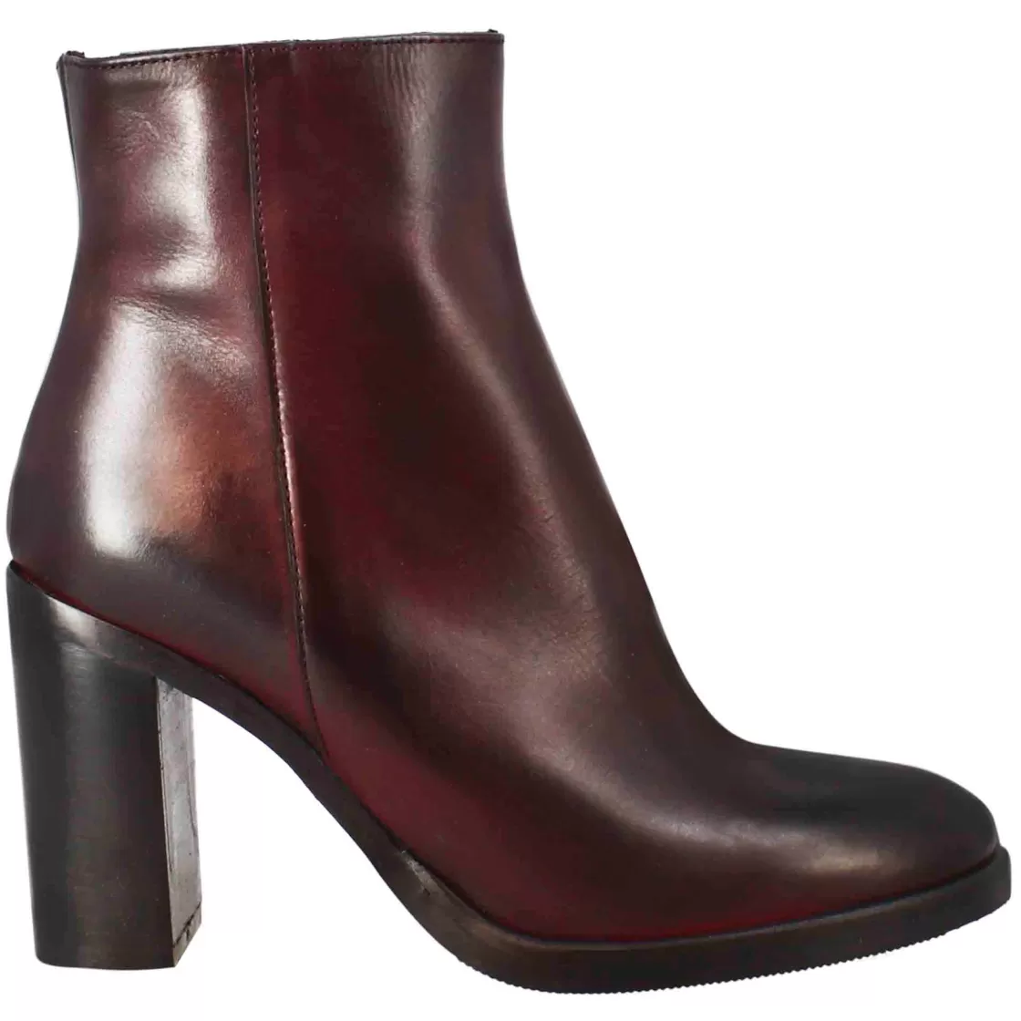 Sale Leonardo Shoes Stivaletto Da Donna Liscio Con Tacco Alto In Pelle Bordeaux