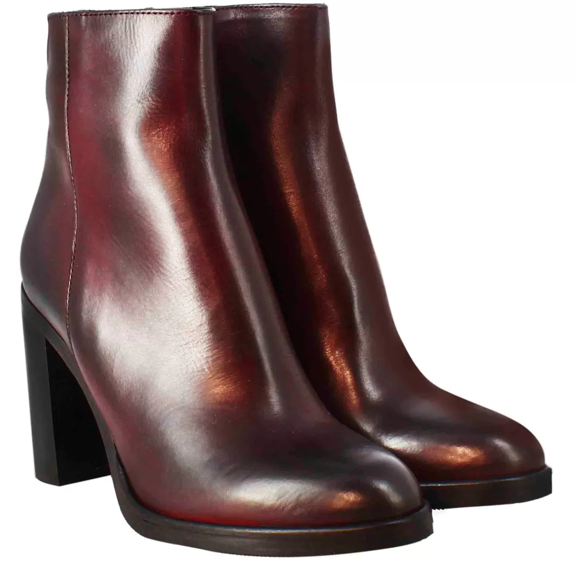Sale Leonardo Shoes Stivaletto Da Donna Liscio Con Tacco Alto In Pelle Bordeaux