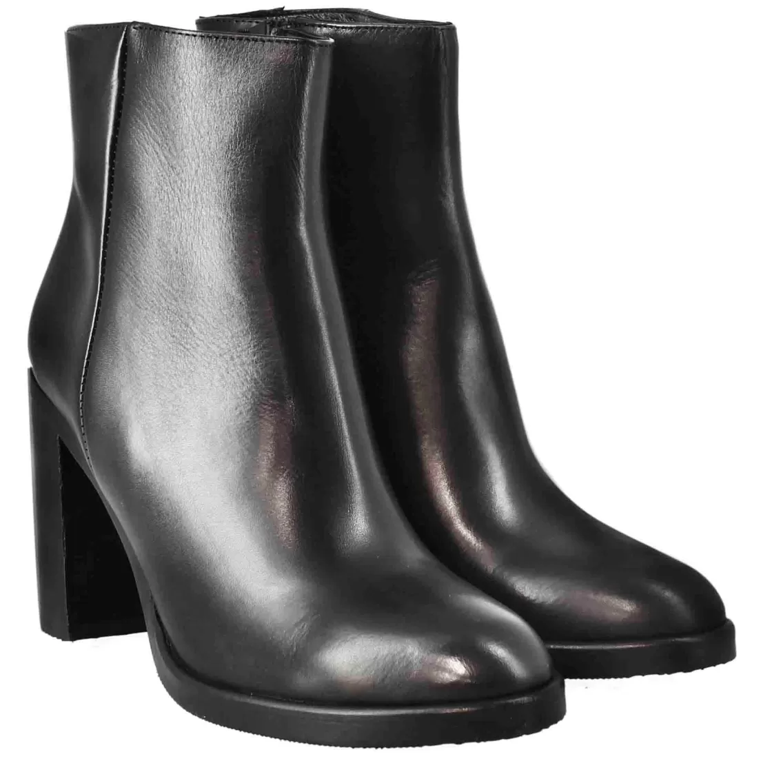 Store Leonardo Shoes Stivaletto Da Donna Liscio Con Tacco Alto In Pelle Colore Nero