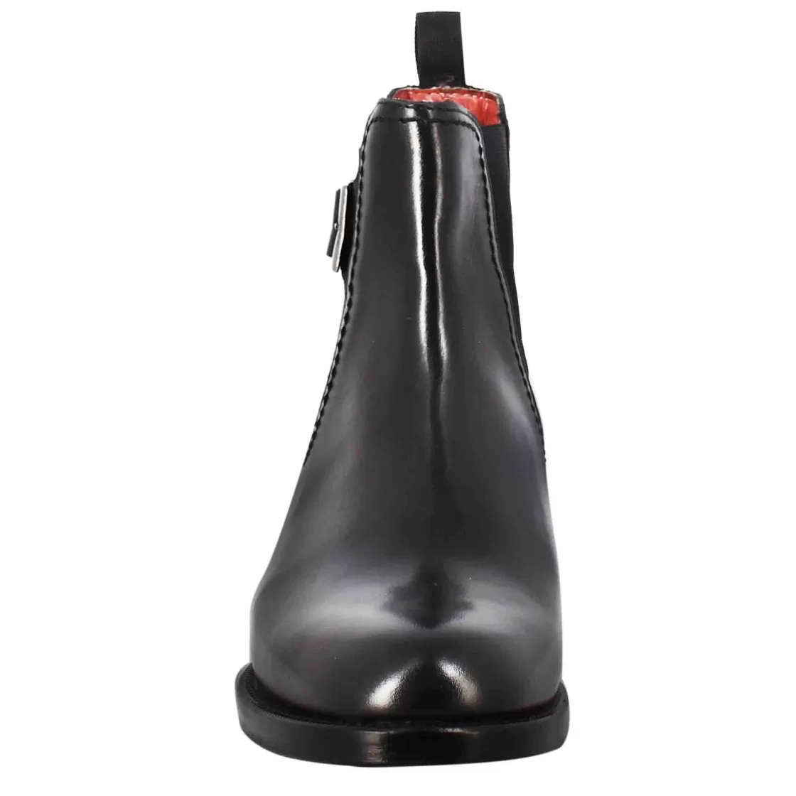 Fashion Leonardo Shoes Stivaletto Da Donna Liscio Con Tacco Basso In Pelle Liscia Colore Con Fibbia Laterale Nero