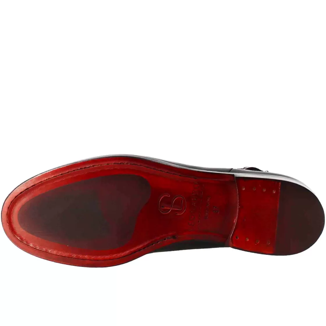 Fashion Leonardo Shoes Stivaletto Da Donna Liscio Con Tacco Basso In Pelle Liscia Colore Con Fibbia Laterale Nero