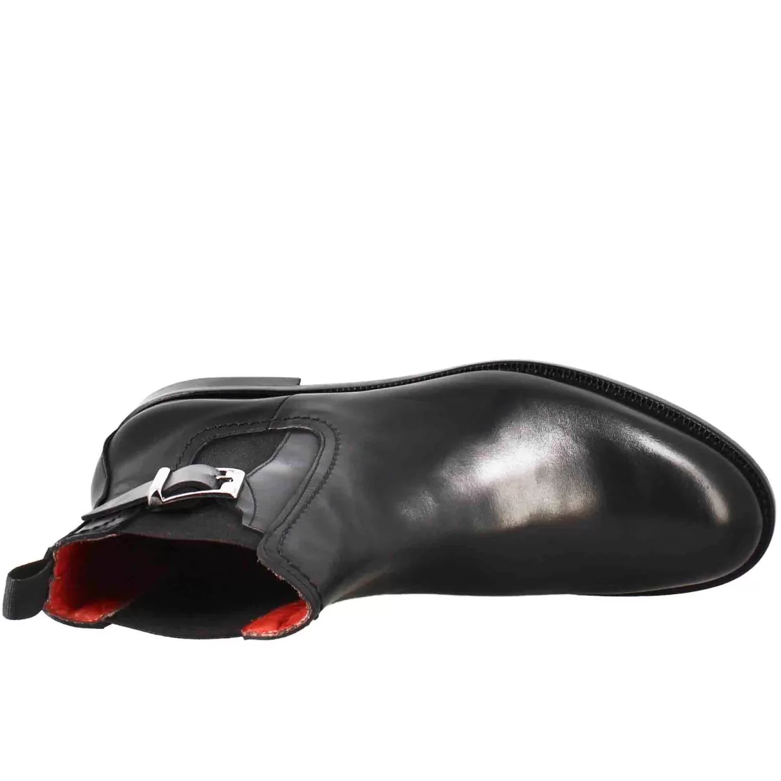 Fashion Leonardo Shoes Stivaletto Da Donna Liscio Con Tacco Basso In Pelle Liscia Colore Con Fibbia Laterale Nero
