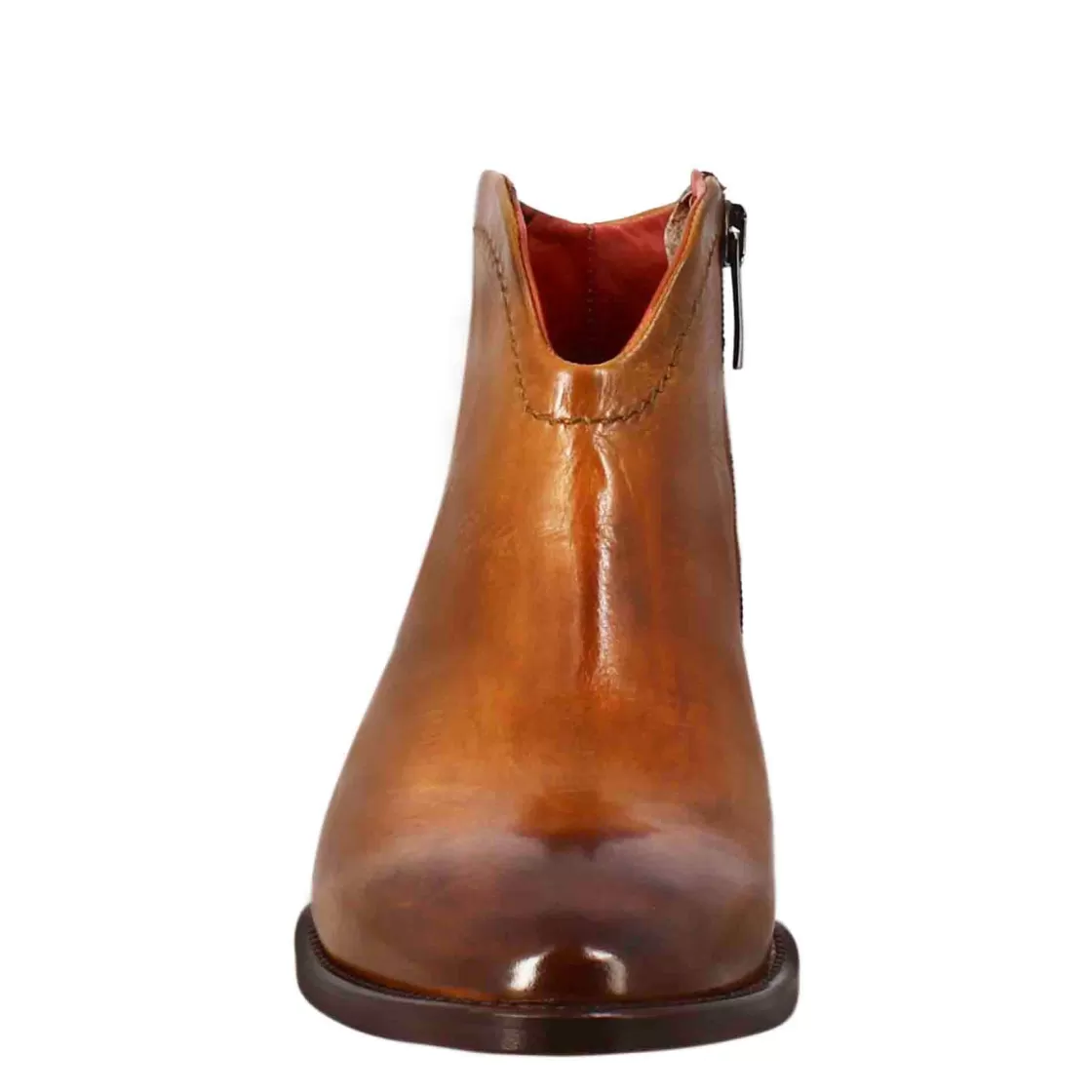 Shop Leonardo Shoes Stivaletto Da Donna Liscio Con Tacco Medio In Pelle Colore Chiaro Marrone