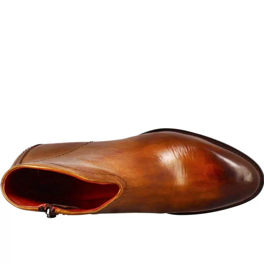 Shop Leonardo Shoes Stivaletto Da Donna Liscio Con Tacco Medio In Pelle Colore Chiaro Marrone
