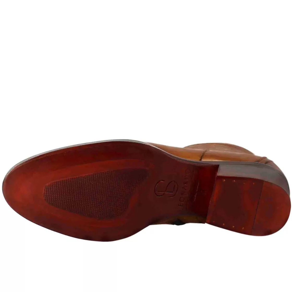 Shop Leonardo Shoes Stivaletto Da Donna Liscio Con Tacco Medio In Pelle Colore Chiaro Marrone