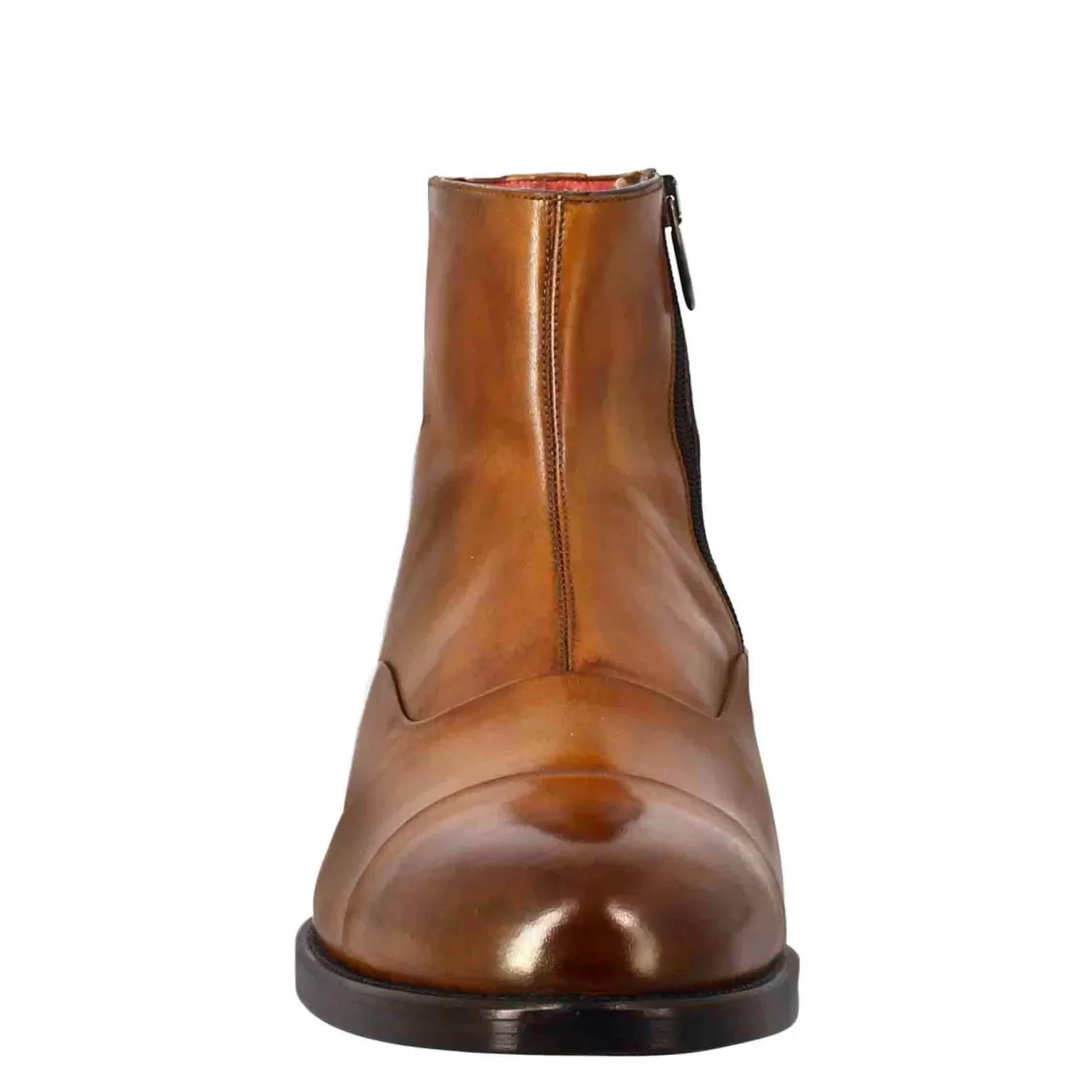 Flash Sale Leonardo Shoes Stivaletto Da Uomo In Pelle Colore Chiaro Con Chiusura Zip Marrone