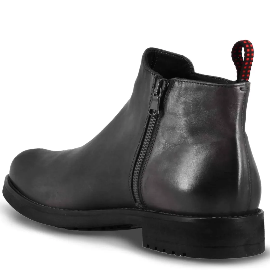 Shop Leonardo Shoes Stivaletto Da Uomo In Pelle Colore E Suola In Gomma Nero