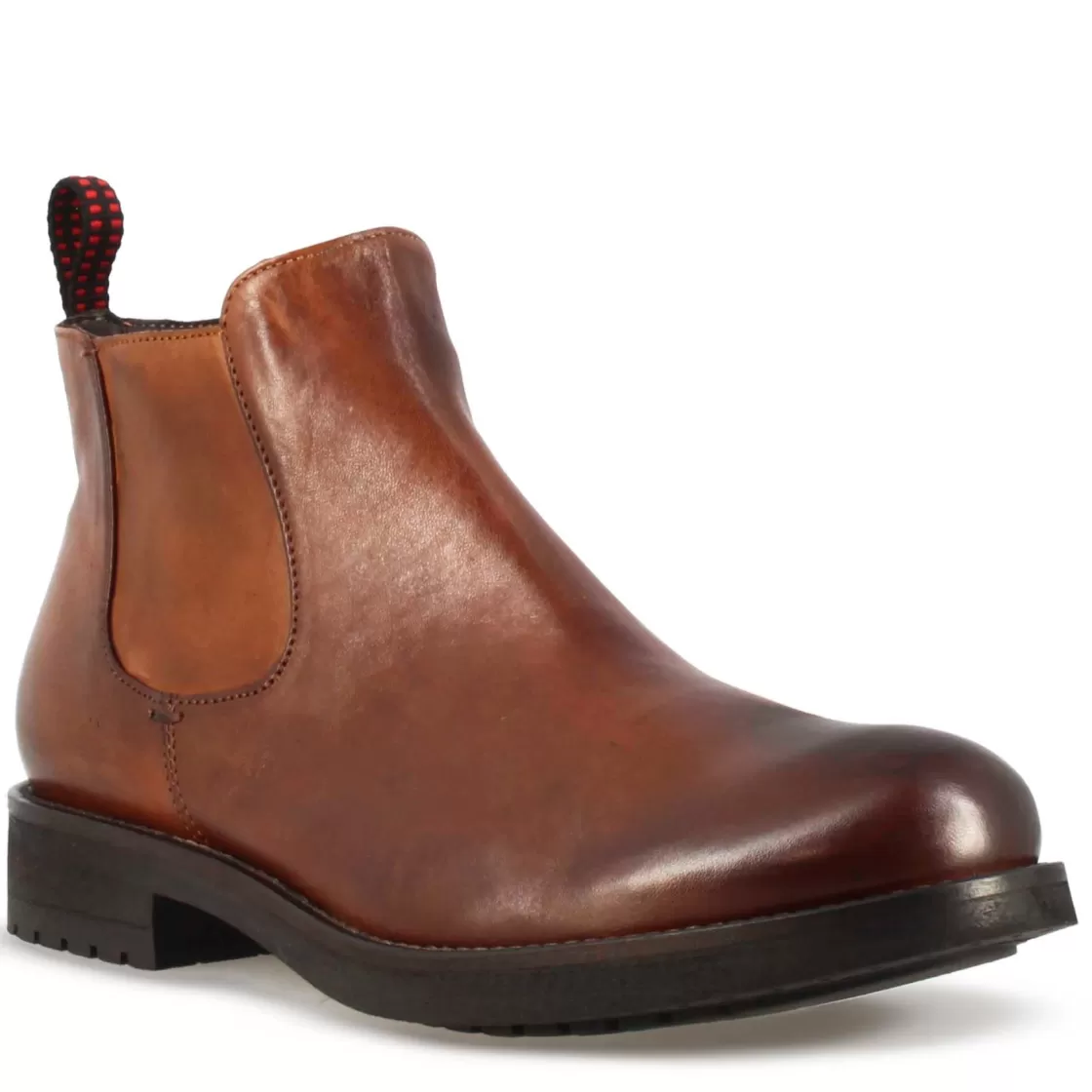 Outlet Leonardo Shoes Stivaletto Da Uomo In Pelle E Suola In Gomma Marrone