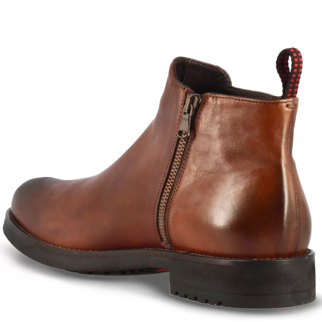 Outlet Leonardo Shoes Stivaletto Da Uomo In Pelle E Suola In Gomma Marrone
