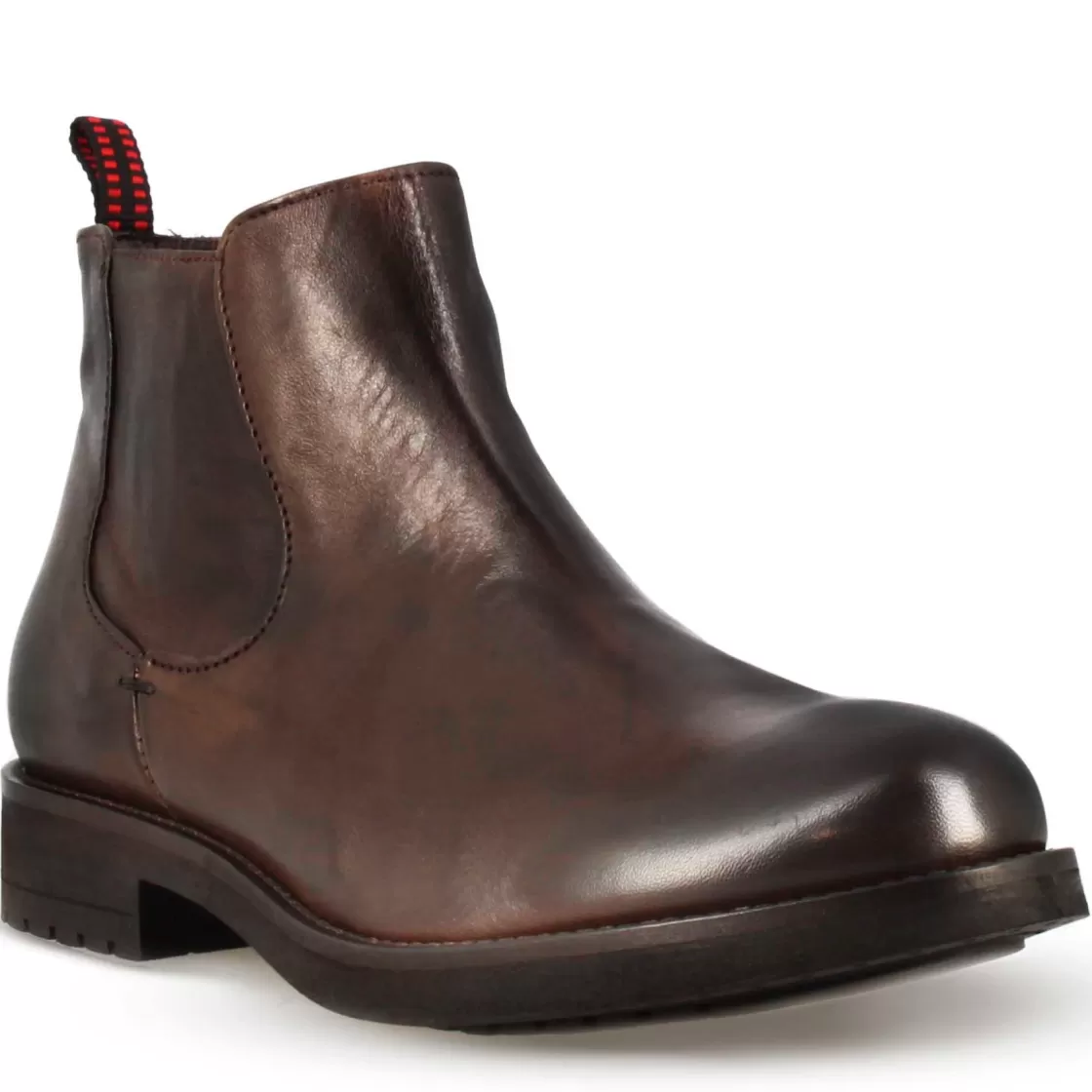 Flash Sale Leonardo Shoes Stivaletto Da Uomo In Pelle E Suola In Gomma Marrone Scuro