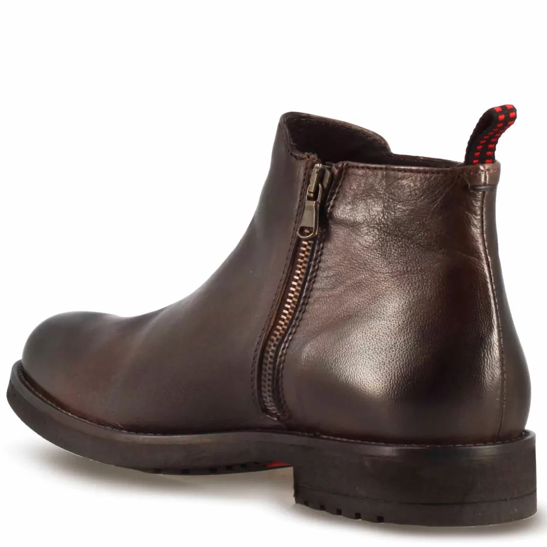 Flash Sale Leonardo Shoes Stivaletto Da Uomo In Pelle E Suola In Gomma Marrone Scuro