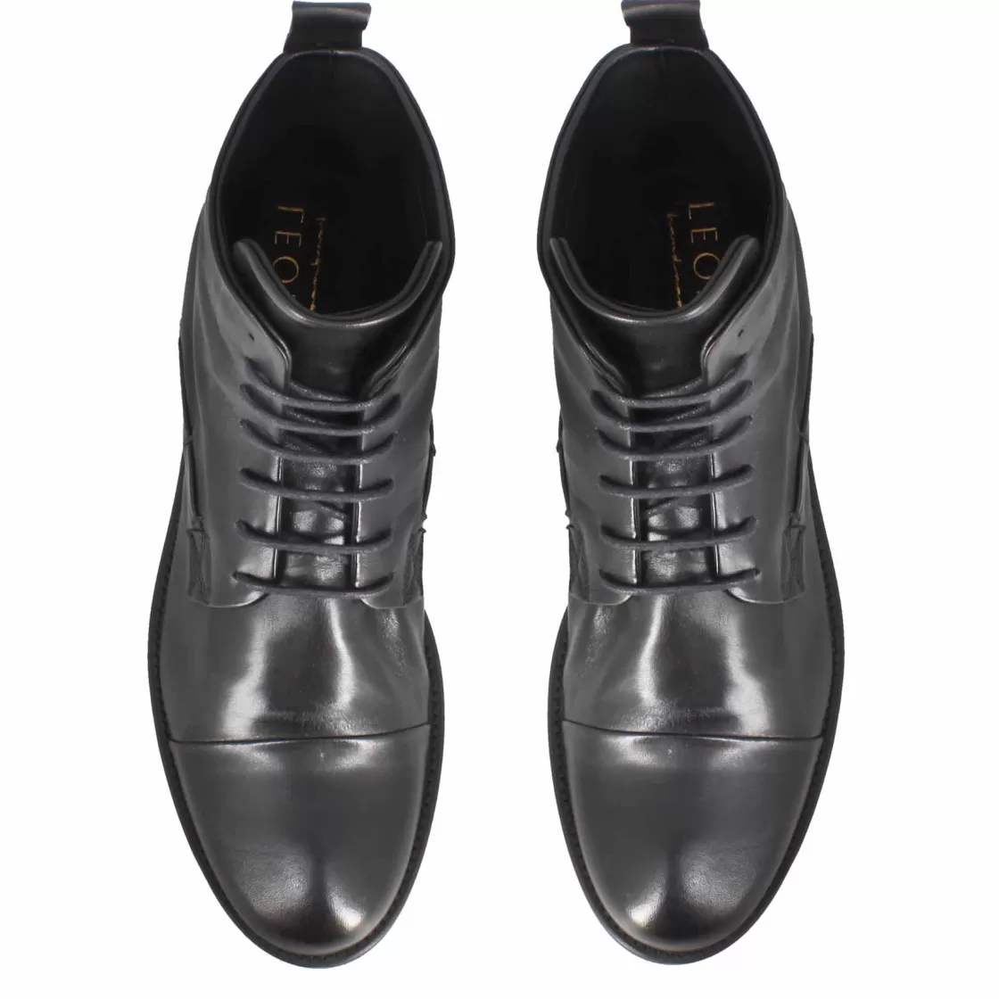 Hot Leonardo Shoes Stivaletto Da Uomo Stile Vintage In Pelle Colore Nero