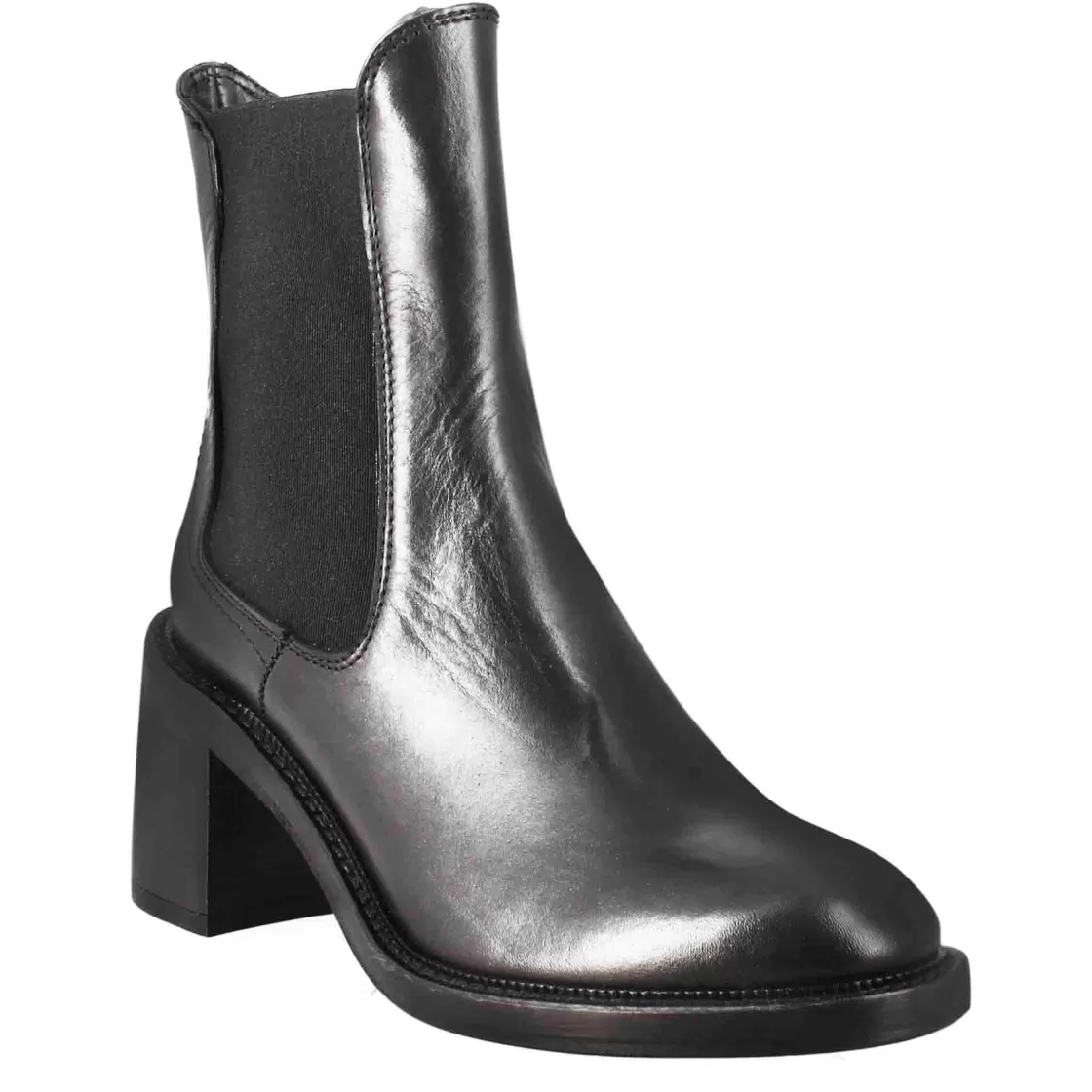 Sale Leonardo Shoes Stivaletto Diver Chelsea Da Donna Con Tacco In Pelle Lavata Colore Nero