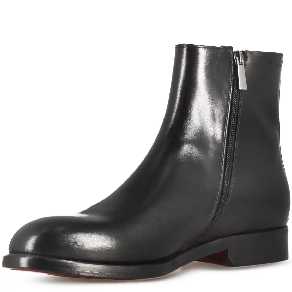 Cheap Leonardo Shoes Stivaletto Elegante Alla Caviglia Da Uomo In Pelle Liscia Colore Nero