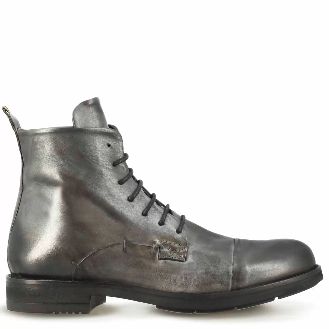 Online Leonardo Shoes Stivaletto Vintage In Pelle Da Uomo Colore Con Allacciatura Grigio