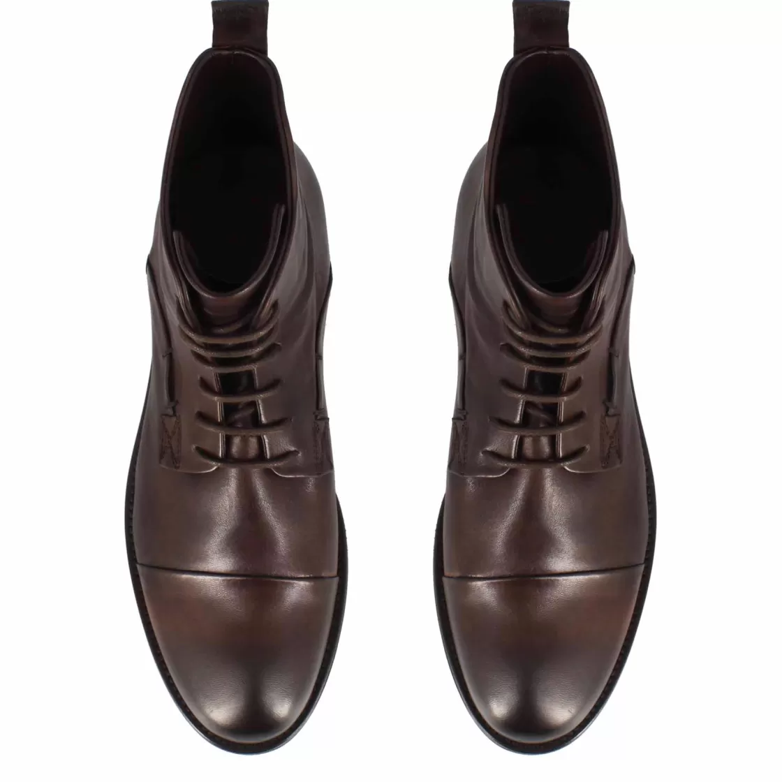Clearance Leonardo Shoes Stivaletto Vintage In Pelle Da Uomo Colore Con Allacciatura Marrone Scuro
