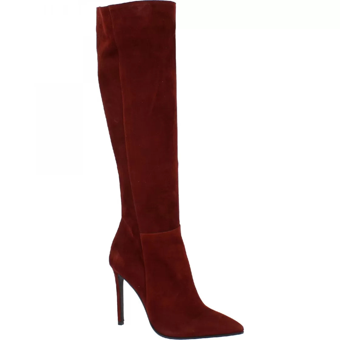 Online Leonardo Shoes Stivali Al Ginocchio A Punta Con Tacco A Spillo Da Donna Fatti A Mano In Pelle Di Camoscio Bordeaux