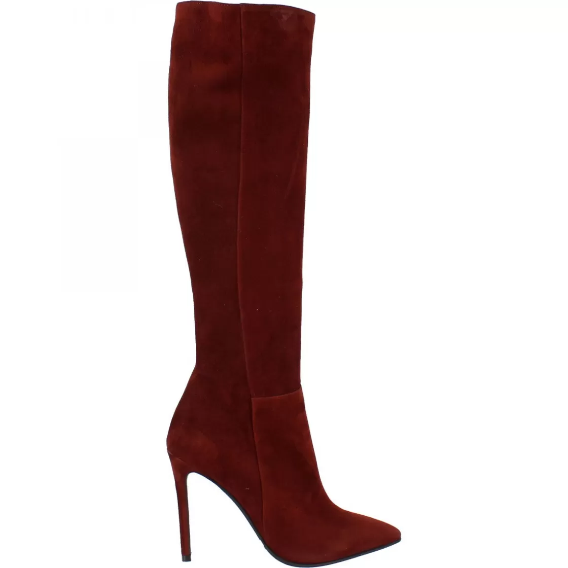 Online Leonardo Shoes Stivali Al Ginocchio A Punta Con Tacco A Spillo Da Donna Fatti A Mano In Pelle Di Camoscio Bordeaux