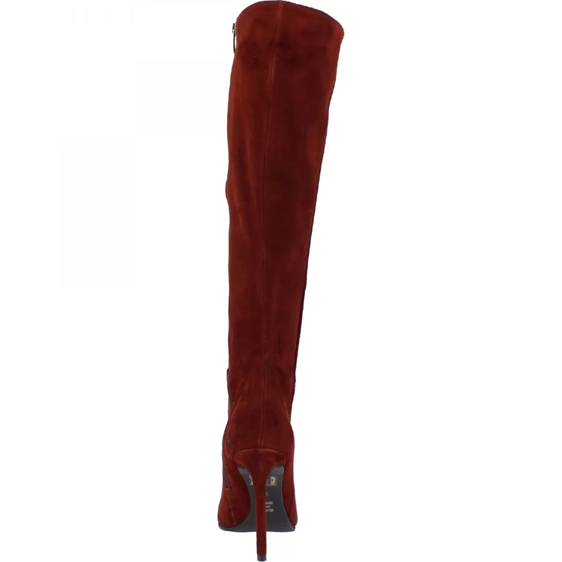 Online Leonardo Shoes Stivali Al Ginocchio A Punta Con Tacco A Spillo Da Donna Fatti A Mano In Pelle Di Camoscio Bordeaux