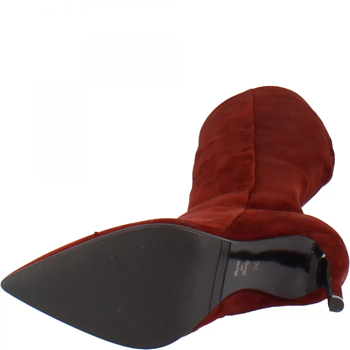 Online Leonardo Shoes Stivali Al Ginocchio A Punta Con Tacco A Spillo Da Donna Fatti A Mano In Pelle Di Camoscio Bordeaux