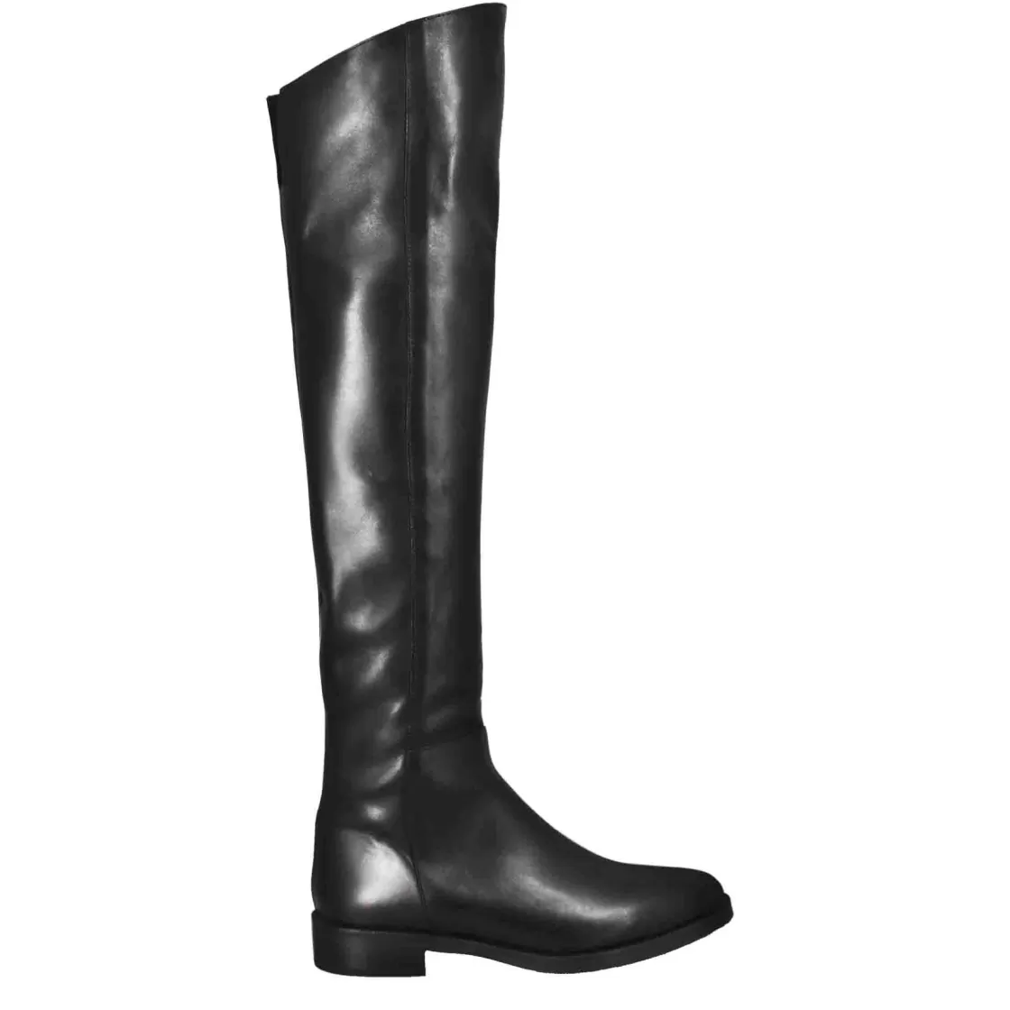Sale Leonardo Shoes Stivali Sopra Al Ginocchio Da Donna Liscio Con Tacco Basso In Pelle Colore Nero